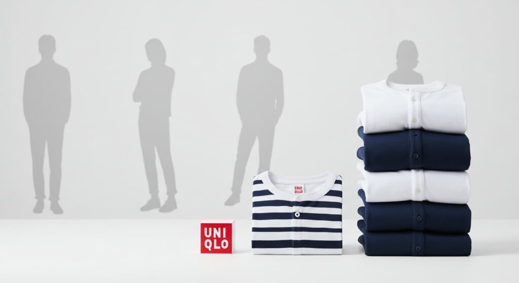 ユニクロの戦略事例｜シンプルなベーシック衣料と多様な顧客層を表現したコンセプト画像