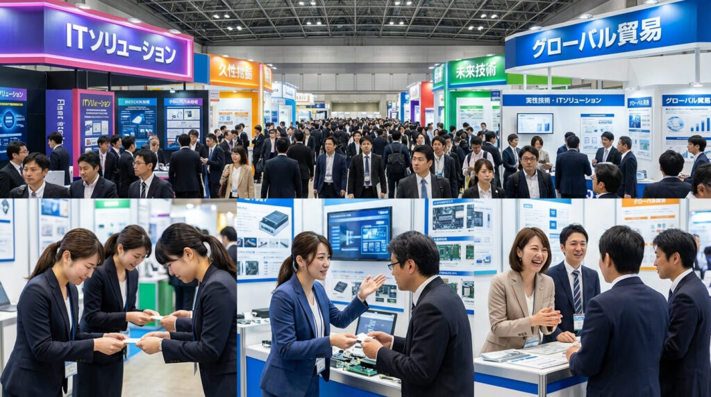 展示会に参加する人々