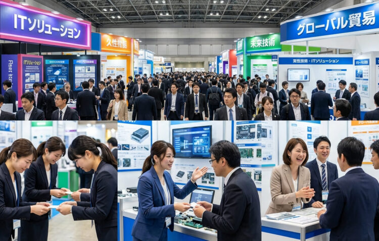 展示会に参加する人々