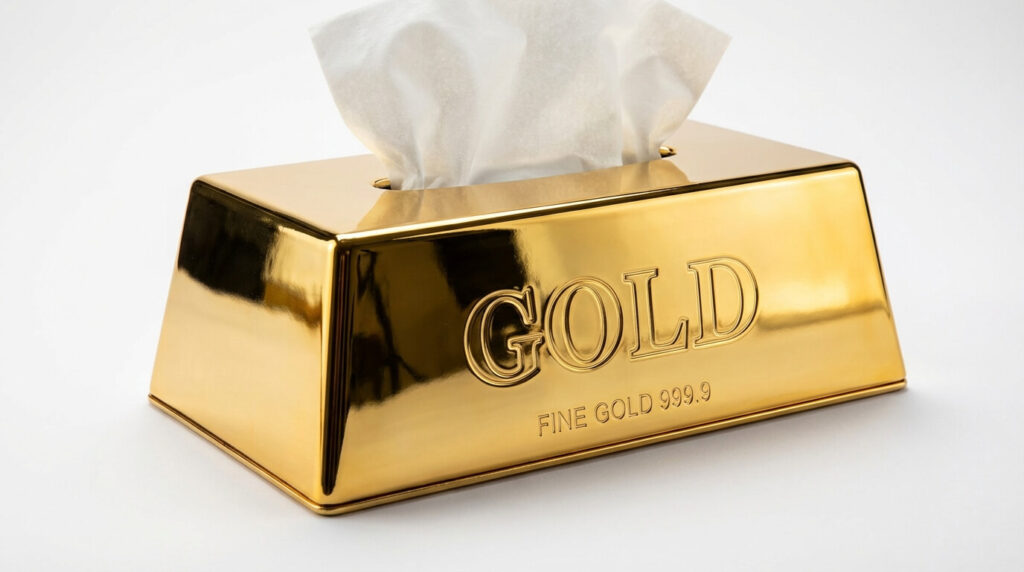 ノベルティの金塊ティッシュ