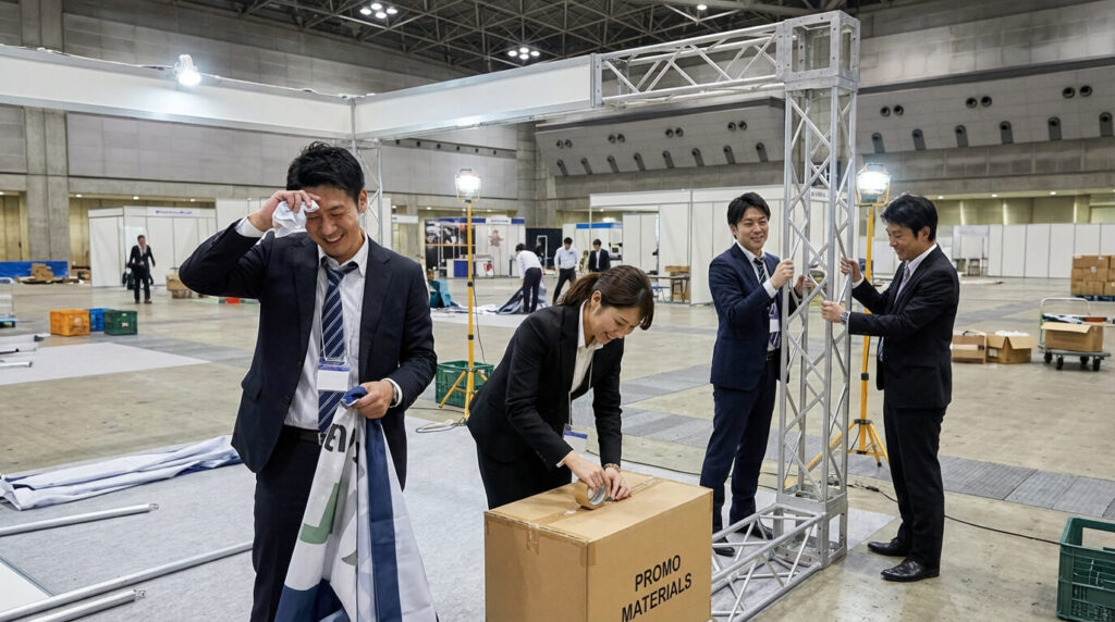 展示会が終わって片付けする時の様子