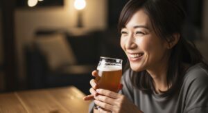 ビールを美味しそうに飲む女性